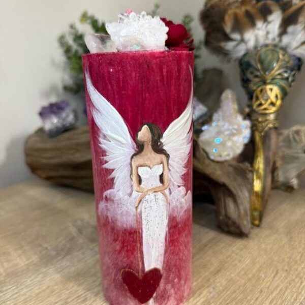 Velmi silná slunovratová a ochranná andělská svíce svítící ve tmě | Uvědomění si vlastní síly | 16 cm 1