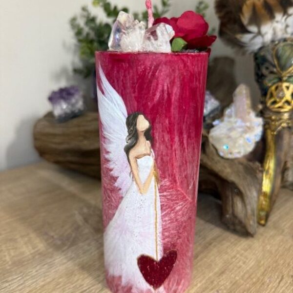 Velmi silná slunovratová a ochranná andělská svíce svítící ve tmě | Uvědomění si vlastní síly | 16 cm 3