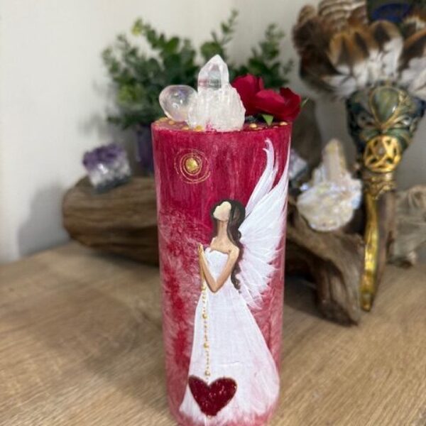 Sváteční svíce s křištály | Tiché přání lásky | 16 cm