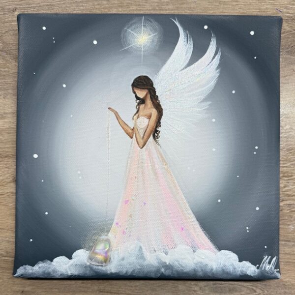 Andělský ochranný obraz s křišťálem | Jsi pod ochranou | 20x20cm