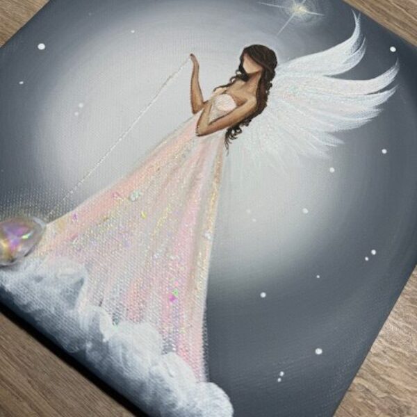 Andělský ochranný obraz s křišťálem | Jsi pod ochranou | 20x20cm