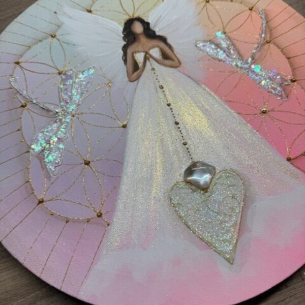 Andělský, velmi silný a ochranný obraz s křišťálem | Návrat světla | 30 cm