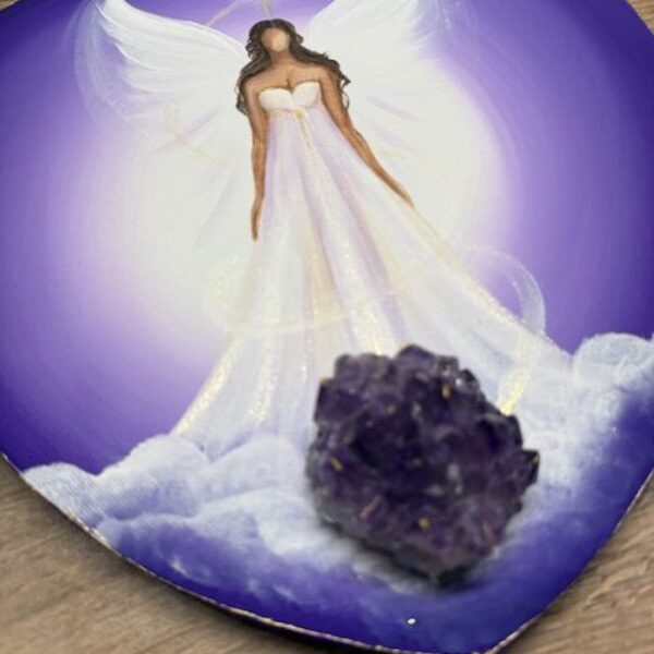 Andělský ochranný obraz s ametystem ve tvaru srdce | Vím, kdo jsem | 30cm