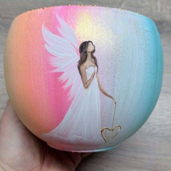 Andělský ručně malovaný obal na květiny | Dotek ticha | horní průměr 11 cm | Duháček 1