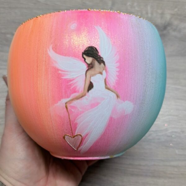 Andělský ručně malovaný obal na květiny | Dotek ticha | horní průměr 11 cm | Duháček 2