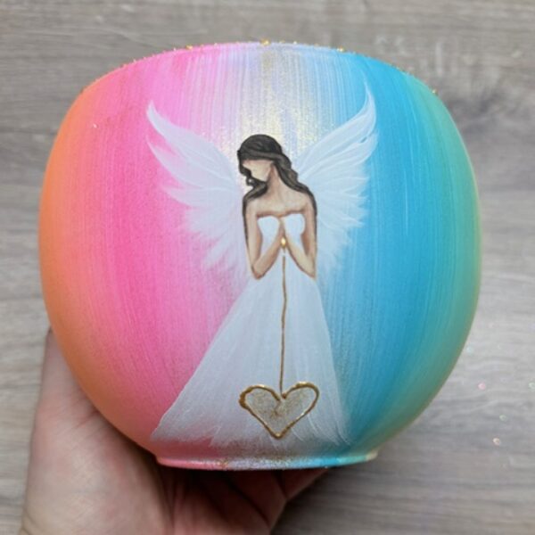 Andělský ručně malovaný obal na květiny | Dotek ticha | horní průměr 11 cm | Duháček 3