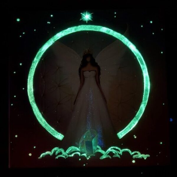 Jedinečný úplňkový andělský ochranný obraz | Jsem | 40x40 cm | Svítí ve tmě