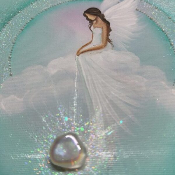 Andělský ochranný obraz s krásným poslestvím | Hvězda tichých přání | 20x20 cm Hvězda svítí ve tmě