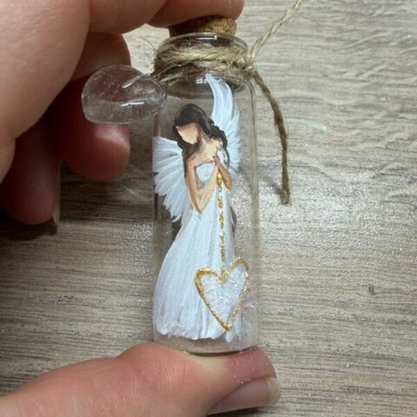 Andělský, ručně malovaný ochranný amulet s křišťálem | 4