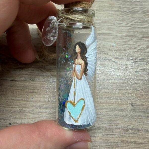 Andělský, ručně malovaný ochranný amulet s larimarem | 7