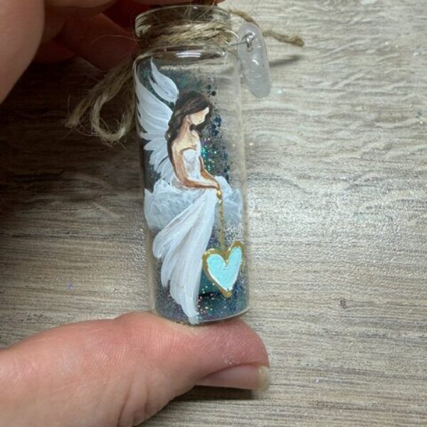 Andělský, ručně malovaný ochranný amulet s larimarem | 8