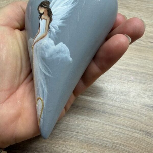 Andělské ručně malované keramické srdíčko | Srdce plné lásky | šedé 1