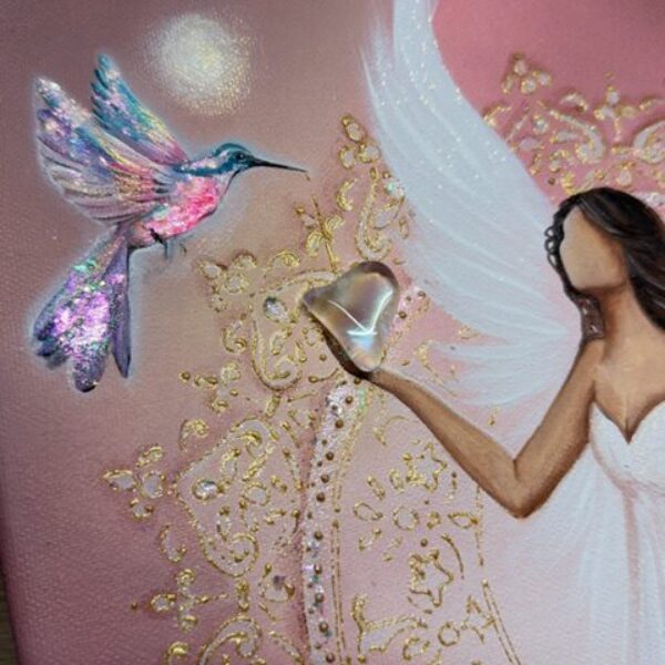 Andělský, velmi hluboký obraz v energiích novoluní s křišťálem | Hluboká proměna | 30x40 cm