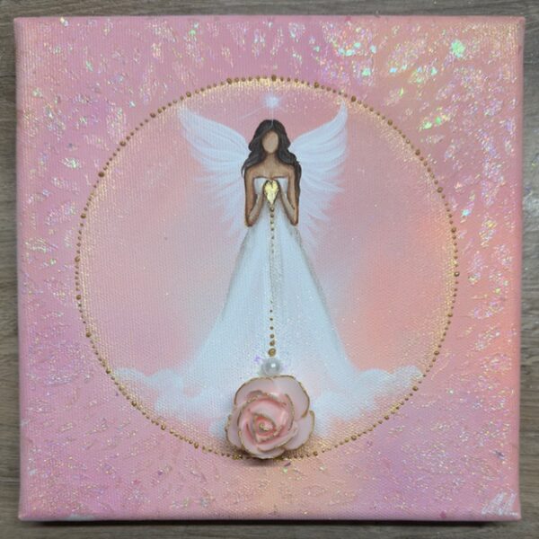 Andělský, velmi jemný, něžný ochranný obraz | Znám svou hodnotu | 20x20 cm