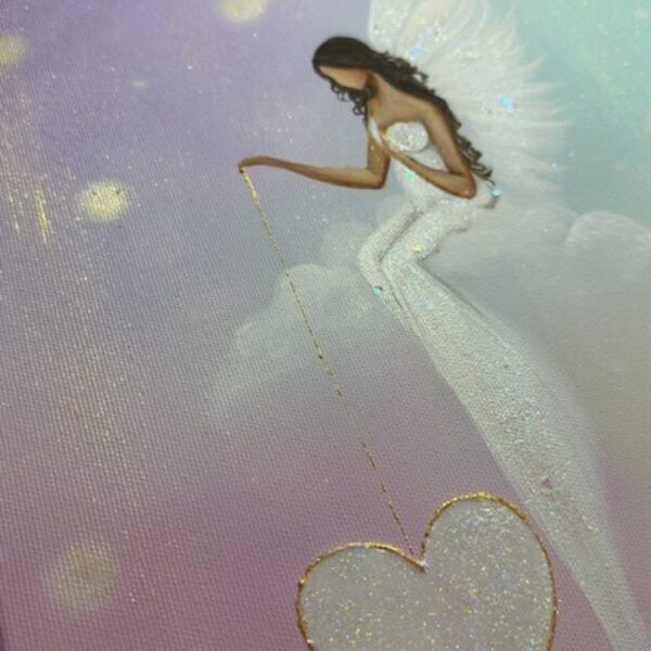 Andělský, ochranný a jemný obraz s poselstvím | Jsem Láska | 30x30 cm