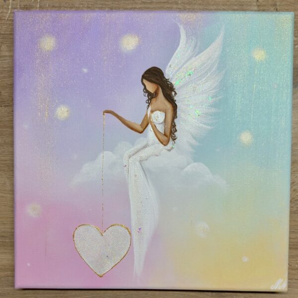 Andělský, ochranný a jemný obraz s poselstvím | Jsem Láska | 30x30 cm