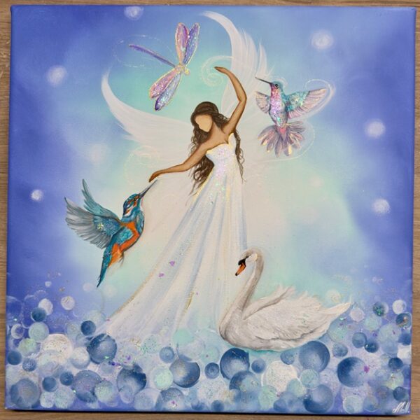 Andělský, velmi hluboký obraz v lehkosti a radosti | Pozvání tichých průvodců | 40x40 cm