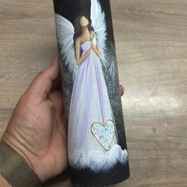 Velmi silná andělská, ochranná svíce s křišťálem a ametystem | Vnitřní klid | 20 cm 2