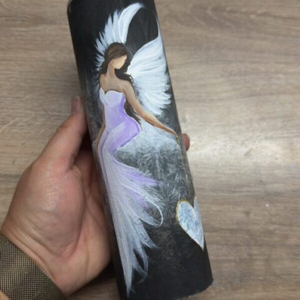 Velmi silná andělská, ochranná svíce s křišťálem a ametystem | Vnitřní klid | 20 cm 3