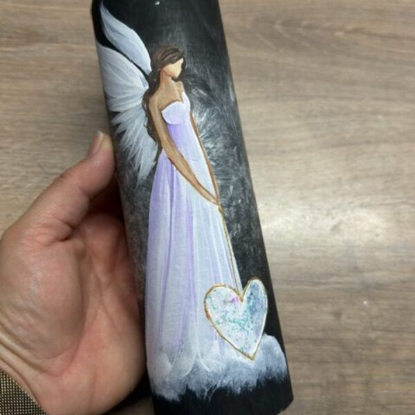 Velmi silná andělská, ochranná svíce s křišťálem a ametystem | Vnitřní klid | 20 cm 4