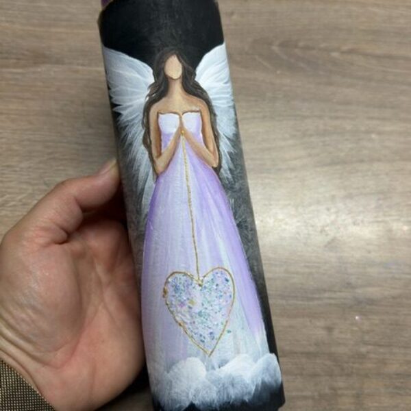 Velmi silná andělská, ochranná svíce s křišťálem a ametystem | Vnitřní klid | 20 cm 5