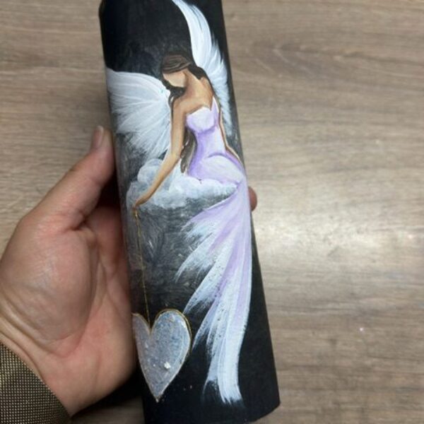 Velmi silná andělská, ochranná svíce s křišťálem a ametystem | Vnitřní klid | 20 cm 6