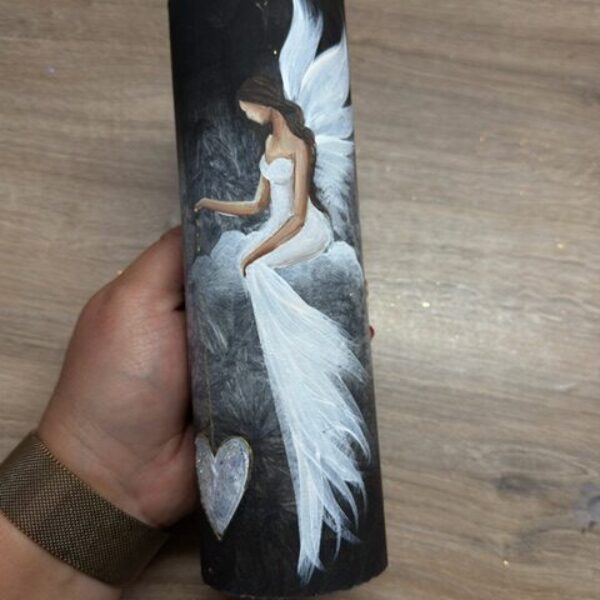 Velmi silná andělská, ochranná svíce s křišťálem a ametystem | Vnitřní klid | 20 cm 2