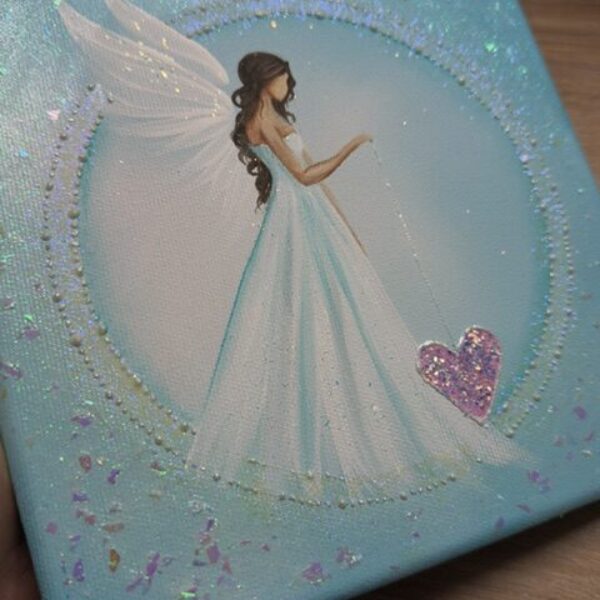 Andělský, velmi jemný a ochranný obraz s poselstvím | Šepot lásky | 20x20 cm