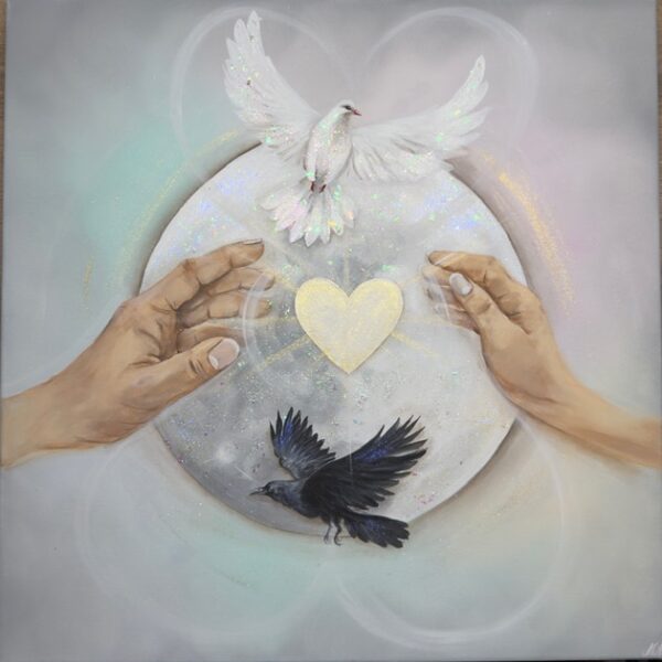 Nesmírně silný a hluboký úplňkový obraz se silným poselstvím | Celistvost našich srdcí | 60x60 cm