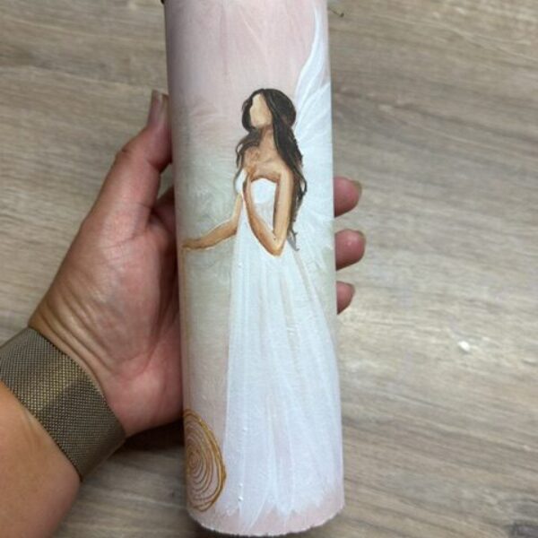 Velmi silná andělská, ochranná svíce s růženínem | Spirála hojnosti | 20 cm | 7