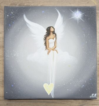 Andělský obraz plný pokory od autorky Michaely Němcové | Nevidíme celý příběh | 20x20 cm Andělský, ochranný obraz plný pokory | Nevidíme celý příběh | 20x20 cm