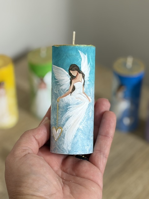 Andělská, ručně malovaná ochranná sada svící | Nálady duše | 7x10cm - Obrázek 7