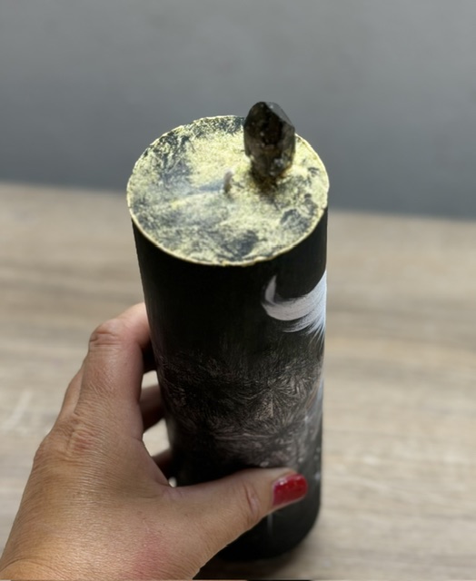 Andělská, ochranná svíce se záhnědou | Pod ochranou | 20 cm - Obrázek 3