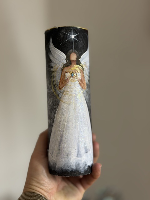 Andělská, velmi silná úplňková svíce s kameny swarovski | Bezpečí uvnitř nás | 2 - Obrázek 3