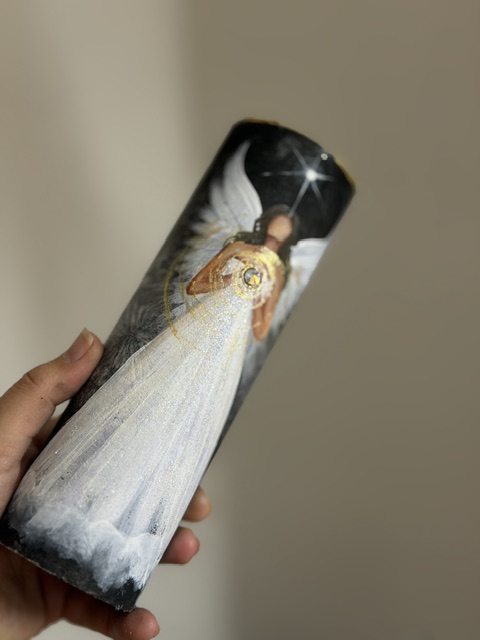 Andělská, velmi silná úplňková svíce s kameny swarovski | Bezpečí uvnitř nás | 2