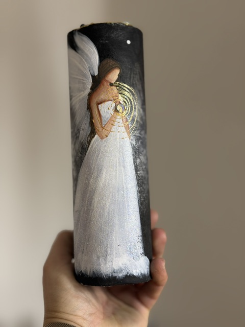 Andělská, velmi silná úplňková svíce s kameny swarovski | Bezpečí uvnitř nás | 5