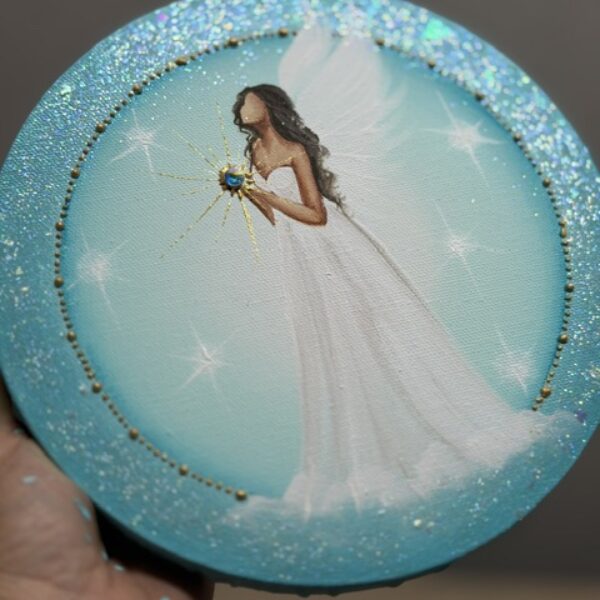 Andělský, velmi silný ochranný obraz s kamenem Swarovski | Důvěra | 20 cm