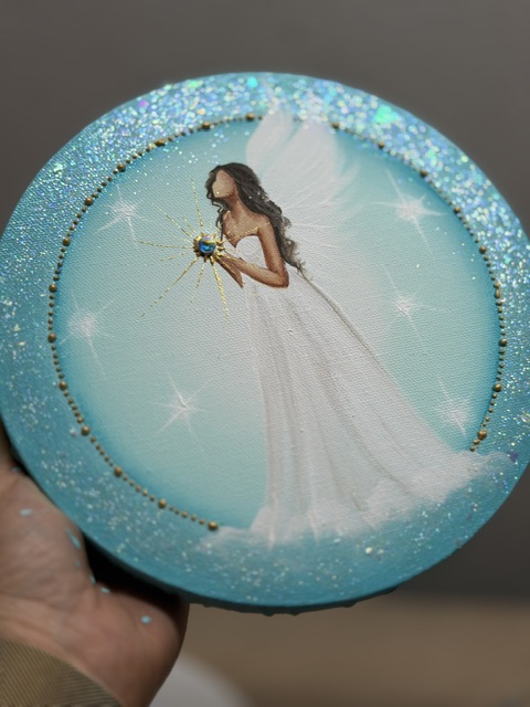 Andělský, velmi silný ochranný obraz s kamenem Swarovski | Důvěra | 20 cm