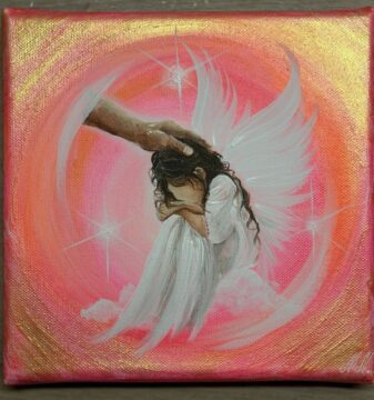 Velmi silný obrázek od autorky MIchaely Němcové | Jsi v bezpečí, maličká | 20x20 cm Nesmírně silný obraz dotýkající se míst hluboko uvnitř nás | Jsi v bezpečí, maličká | 20x20 cm